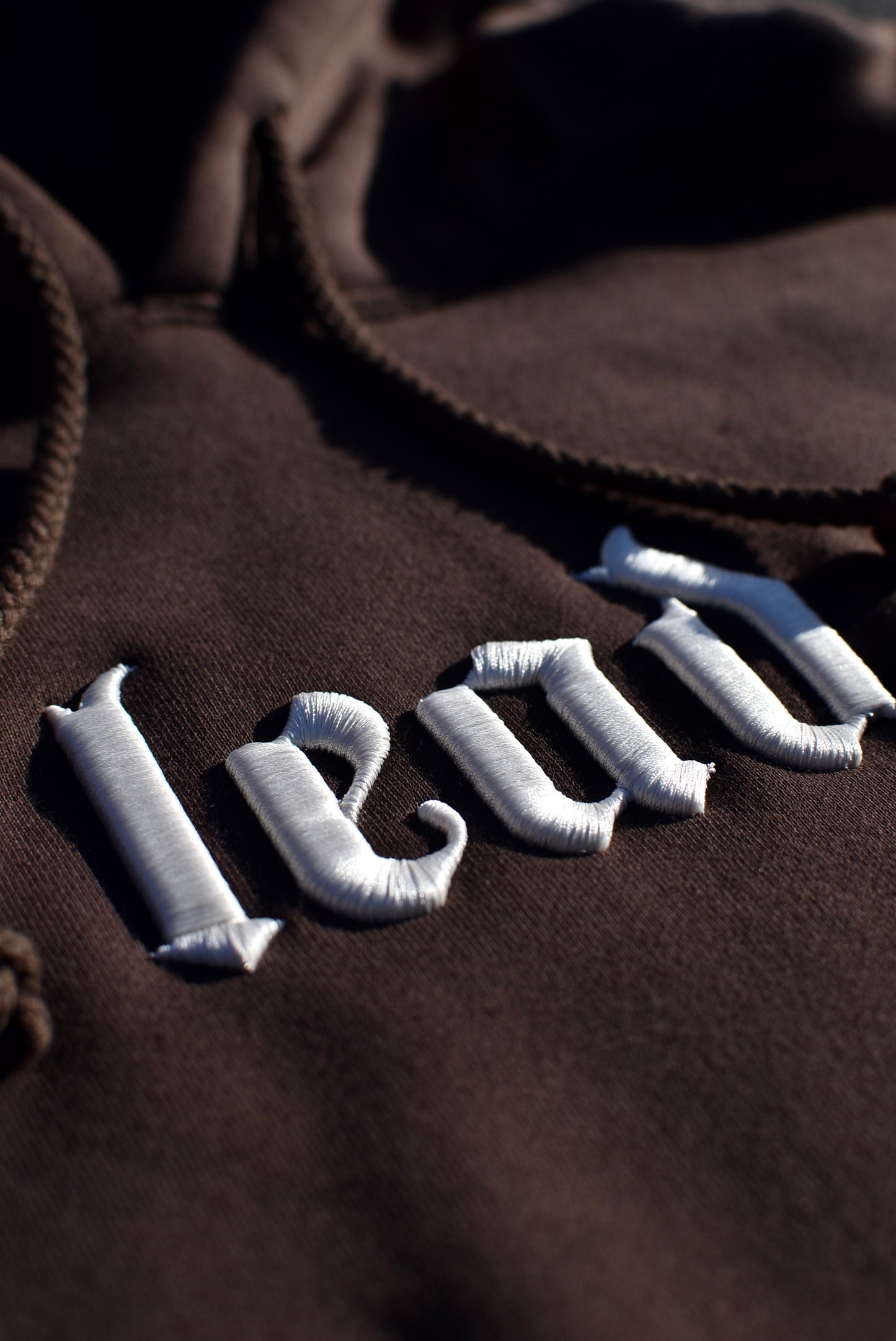 OG LEAD BROWN 3D PUFF OFF WHITE EMBROIDERED HOODIE