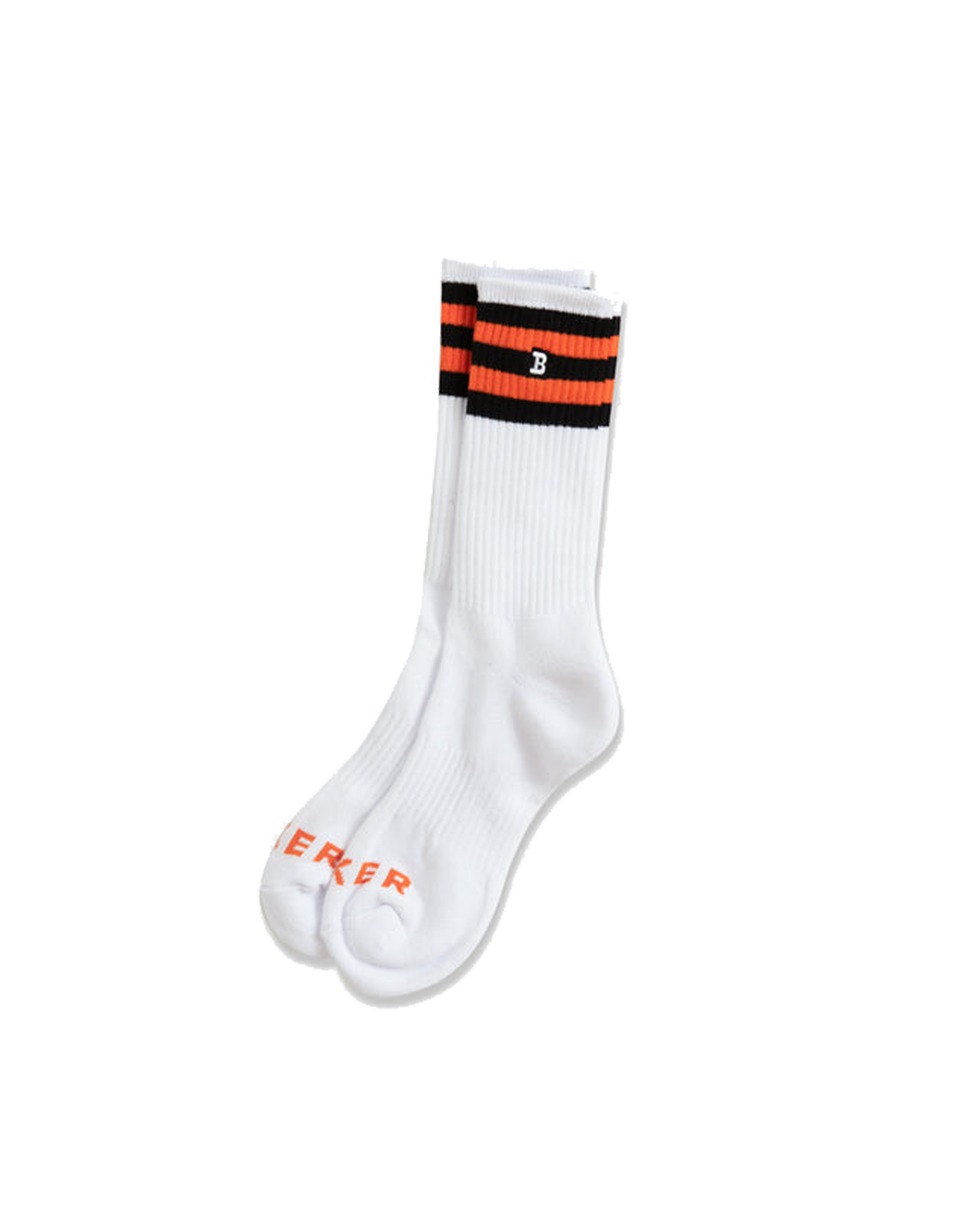 BAKER CAPITAL B WHITE/ORANGE STRIPE SOCKS