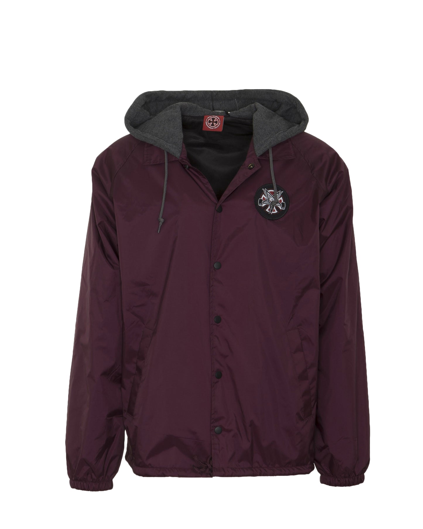 THRASER PENTAGRAM CROSS INDEPENENT MENS HOODED WINDBREAKER MAROON JACKET