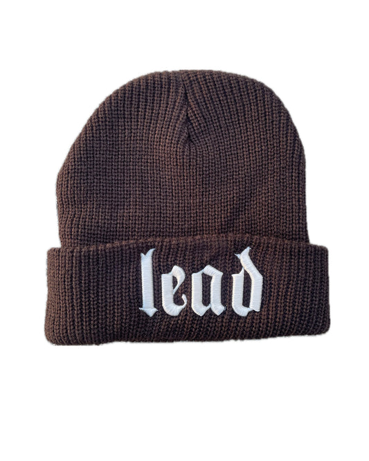 OG LEAD BROWN 3D PUFF WHITE EMBROIDERED BEANIE