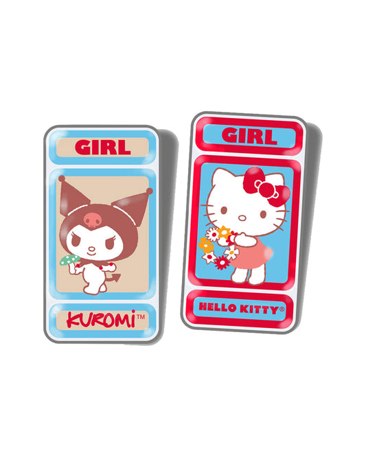 GIRL SANRIO KITTY/KUROMI ENAMEL PIN SET