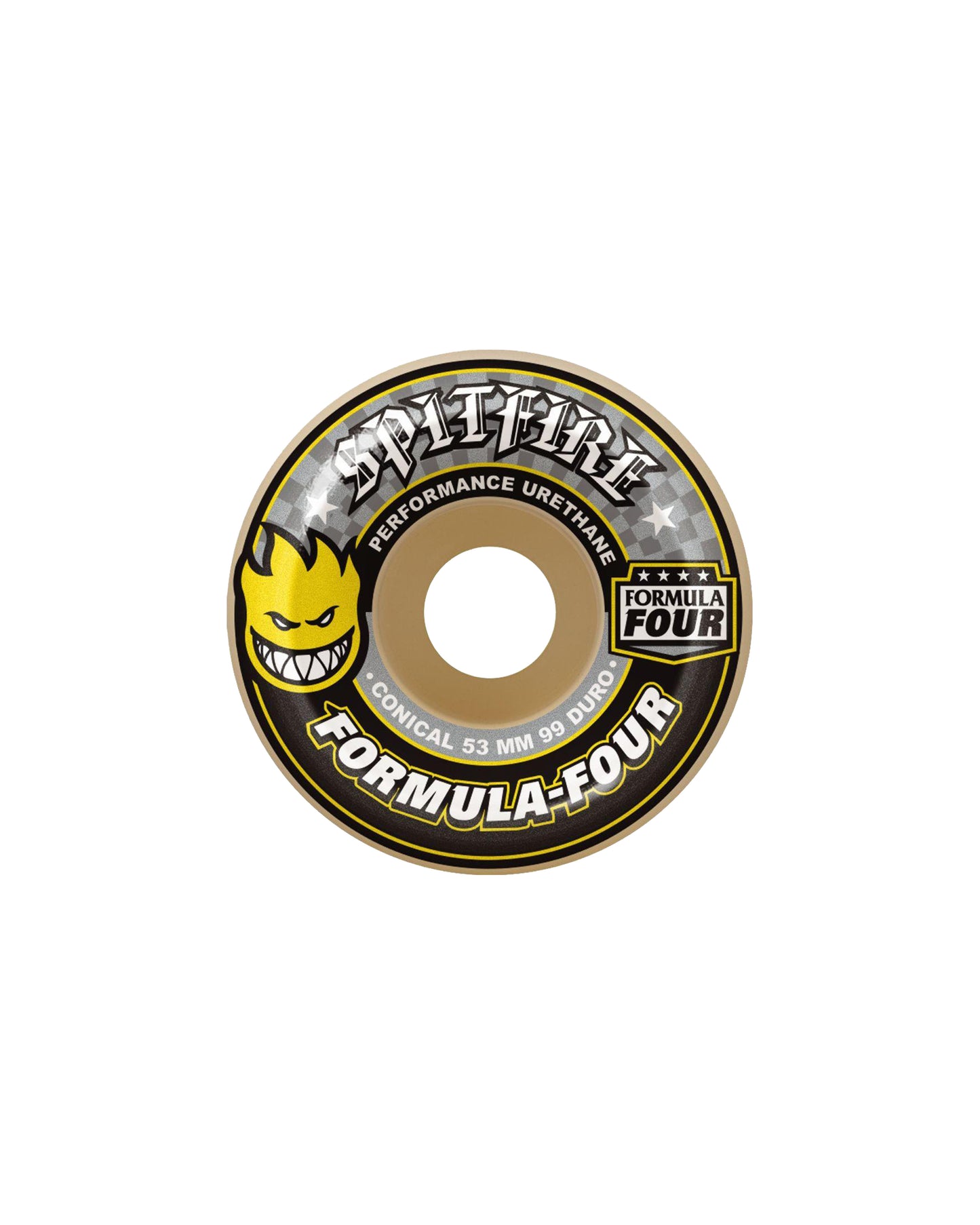 53MM SPITFIRE F4 99DURO CONICAL YELLOW WHEELS