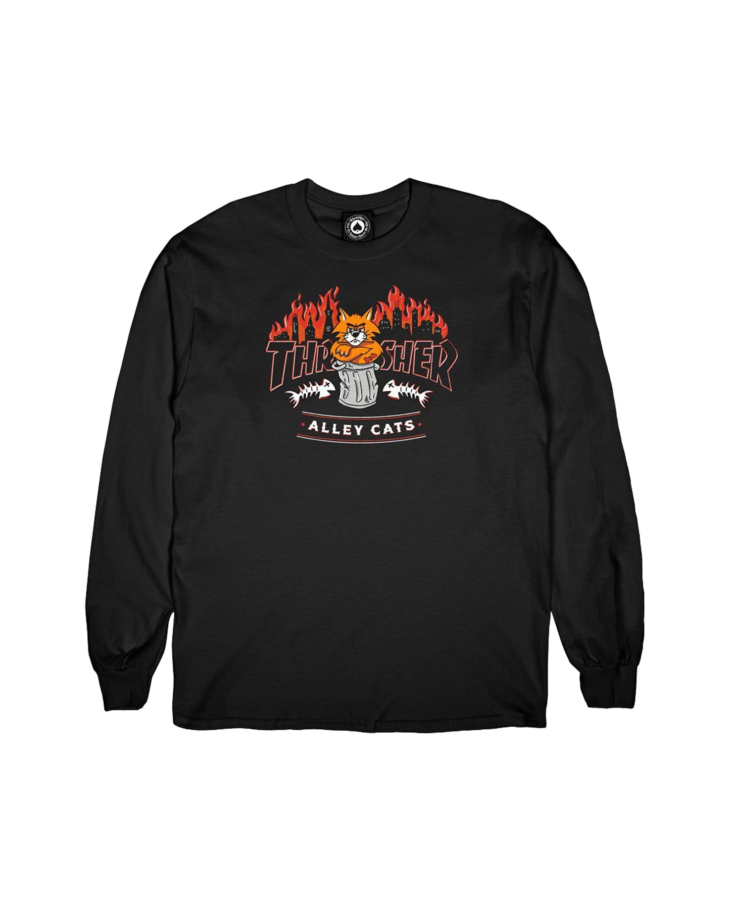 THRASHER ALLEY CATS LS BLACK TEE